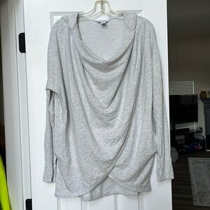 Athleta Light Gray Hooded Wrap Top